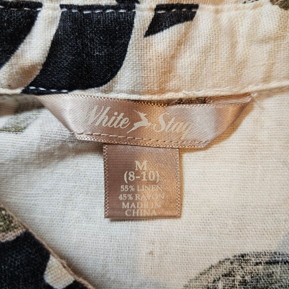 White Stag Blouse Womens M Hawaiian shirt linen blend vacation cruise breathable - Picture 10 of 11